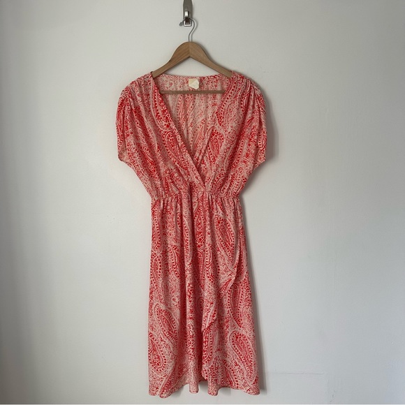 Needle & Thread Dresses & Skirts - Needle & Thread Womens Dress Large Red White Paisley Wrap Midi Wedding Guest